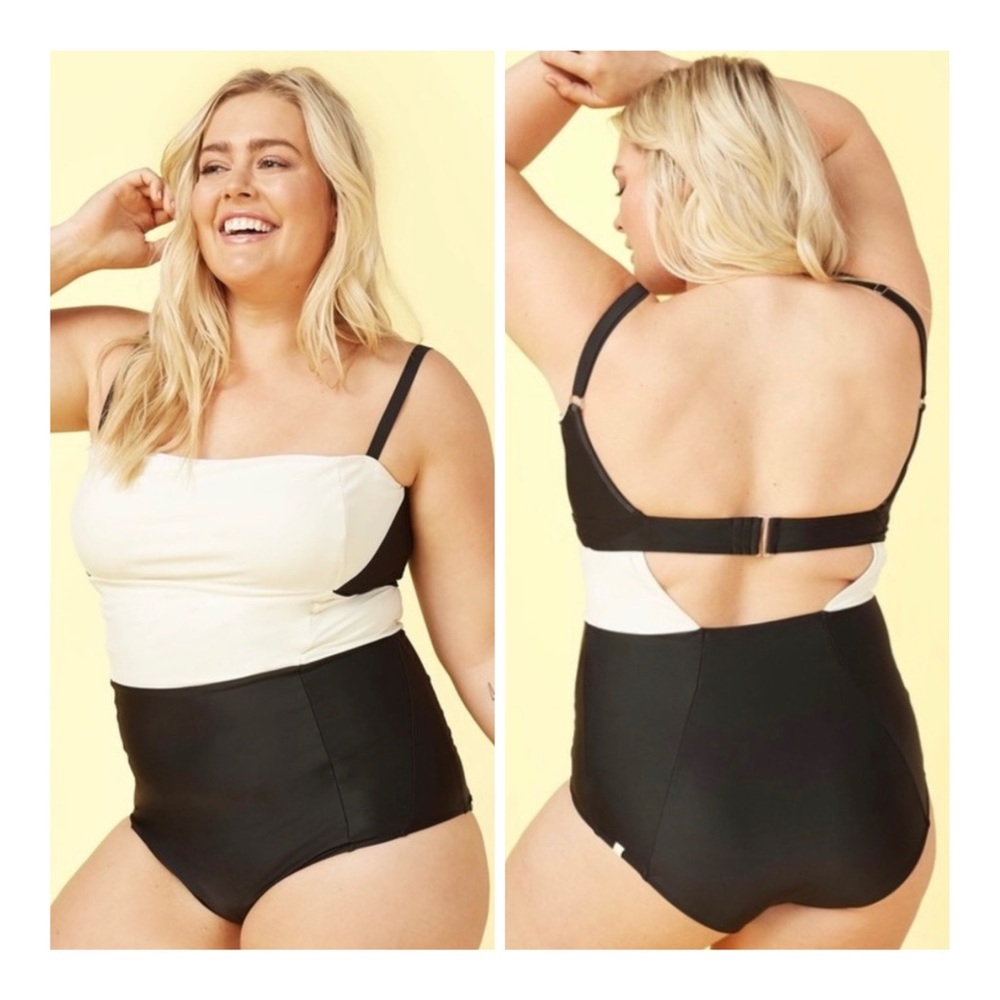 Summersalt The Sunbather One Piece Swimsuit Black And White Sz 6